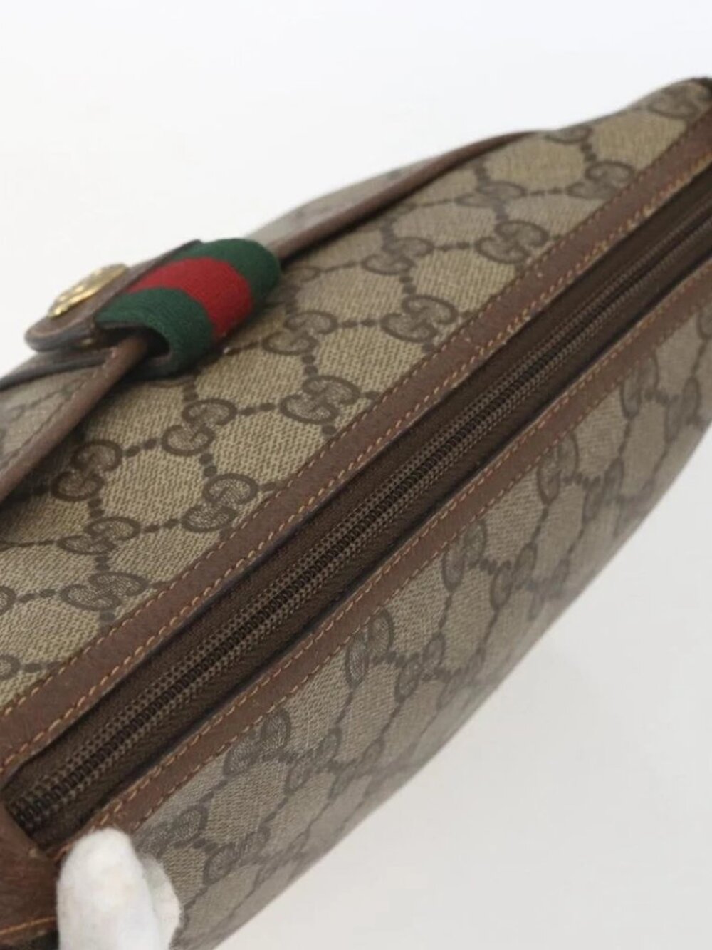 GUCCI GG Supreme Web Sherry Line Shoulder Bag PVC Beige - Picture 13 of 16